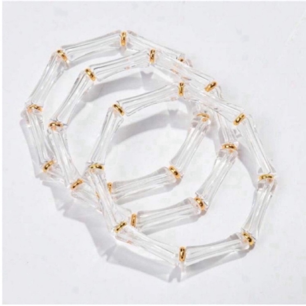 New! Clear Acrylic Bamboo Bracelet Stack Set NWOT - Picture 2 of 3